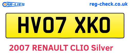 HV07XKO are the vehicle registration plates.