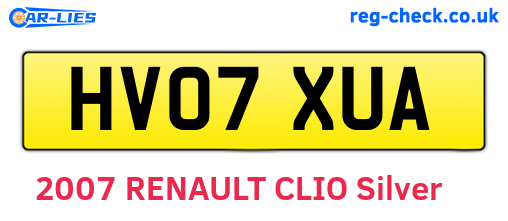 HV07XUA are the vehicle registration plates.