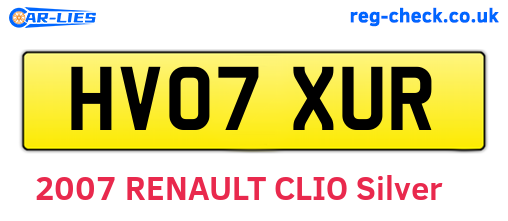 HV07XUR are the vehicle registration plates.