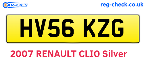HV56KZG are the vehicle registration plates.