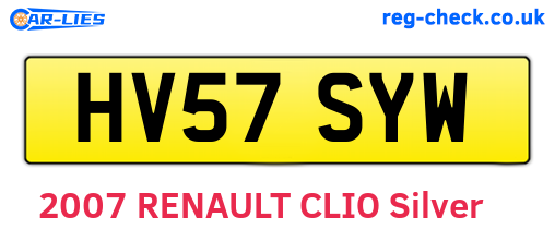 HV57SYW are the vehicle registration plates.