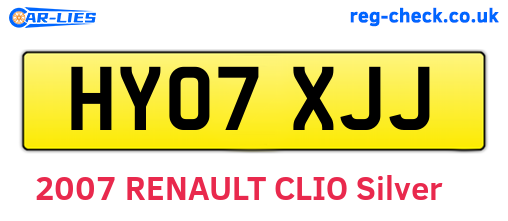 HY07XJJ are the vehicle registration plates.
