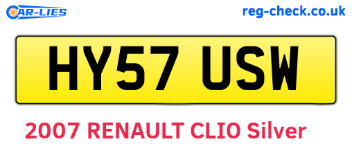 HY57USW are the vehicle registration plates.