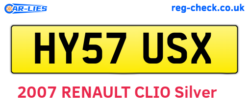 HY57USX are the vehicle registration plates.
