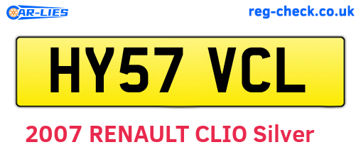 HY57VCL are the vehicle registration plates.