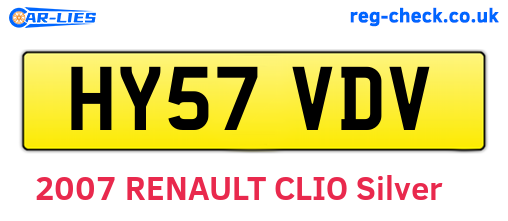 HY57VDV are the vehicle registration plates.