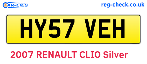 HY57VEH are the vehicle registration plates.