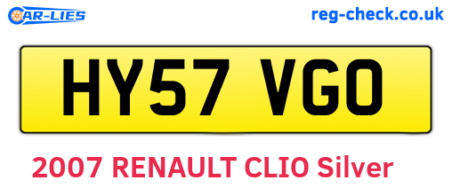 HY57VGO are the vehicle registration plates.
