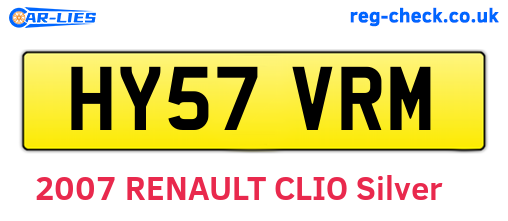 HY57VRM are the vehicle registration plates.