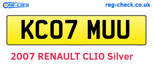 KC07MUU are the vehicle registration plates.