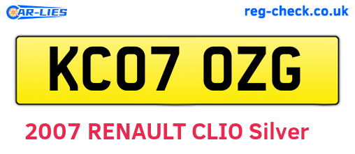 KC07OZG are the vehicle registration plates.