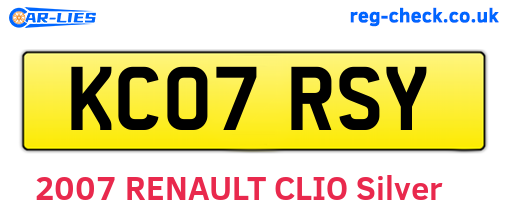 KC07RSY are the vehicle registration plates.