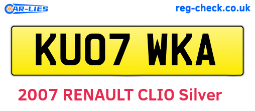 KU07WKA are the vehicle registration plates.