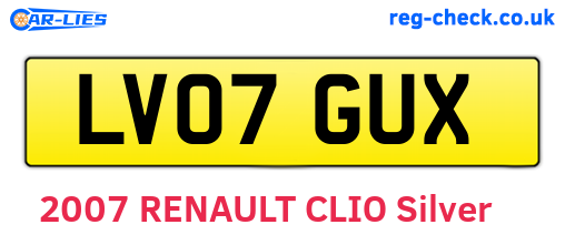 LV07GUX are the vehicle registration plates.