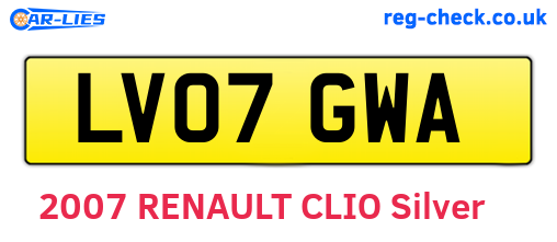 LV07GWA are the vehicle registration plates.