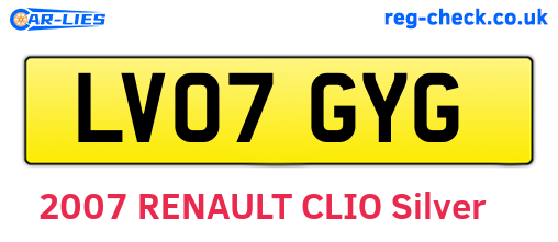 LV07GYG are the vehicle registration plates.