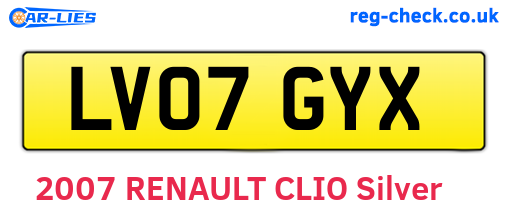 LV07GYX are the vehicle registration plates.