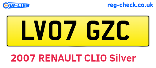 LV07GZC are the vehicle registration plates.