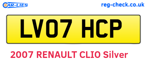 LV07HCP are the vehicle registration plates.