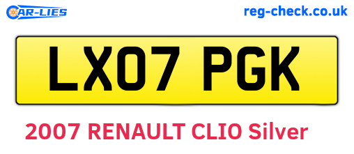LX07PGK are the vehicle registration plates.