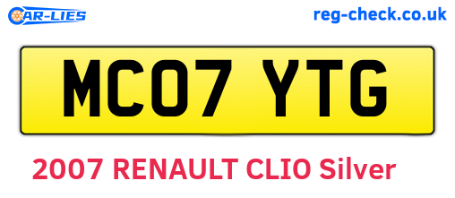 MC07YTG are the vehicle registration plates.