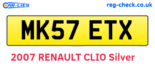 MK57ETX are the vehicle registration plates.