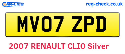 MV07ZPD are the vehicle registration plates.