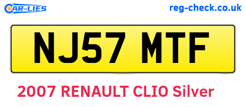 NJ57MTF are the vehicle registration plates.
