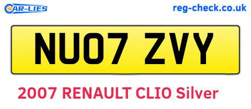 NU07ZVY are the vehicle registration plates.