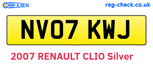 NV07KWJ are the vehicle registration plates.