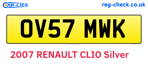 OV57MWK are the vehicle registration plates.