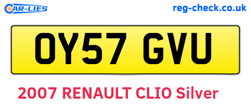 OY57GVU are the vehicle registration plates.