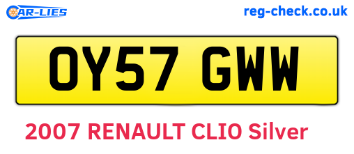 OY57GWW are the vehicle registration plates.
