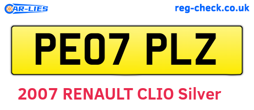 PE07PLZ are the vehicle registration plates.