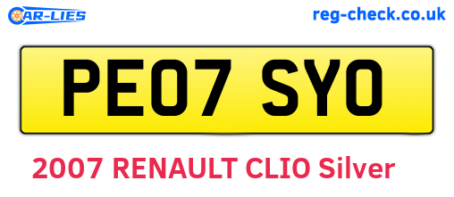 PE07SYO are the vehicle registration plates.