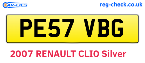 PE57VBG are the vehicle registration plates.