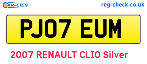 PJ07EUM are the vehicle registration plates.
