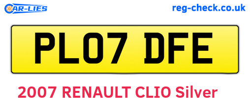 PL07DFE are the vehicle registration plates.