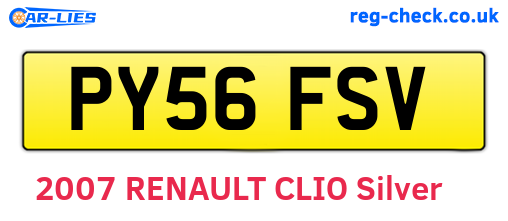PY56FSV are the vehicle registration plates.