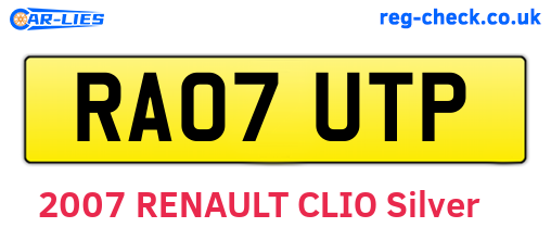 RA07UTP are the vehicle registration plates.
