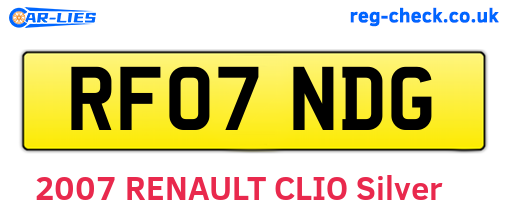 RF07NDG are the vehicle registration plates.
