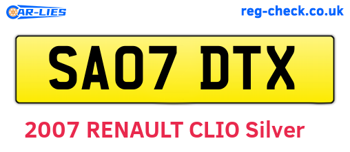 SA07DTX are the vehicle registration plates.