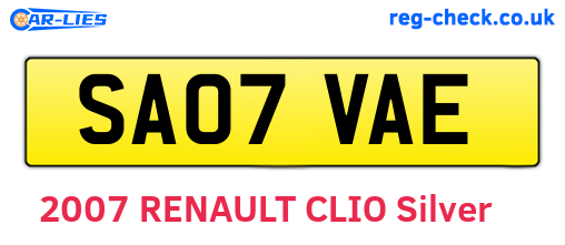 SA07VAE are the vehicle registration plates.