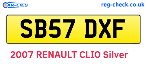 SB57DXF are the vehicle registration plates.