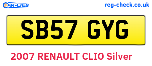 SB57GYG are the vehicle registration plates.