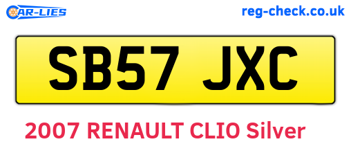 SB57JXC are the vehicle registration plates.