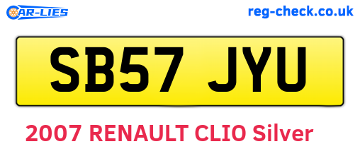 SB57JYU are the vehicle registration plates.