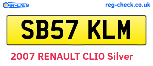 SB57KLM are the vehicle registration plates.