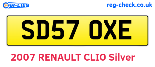 SD57OXE are the vehicle registration plates.