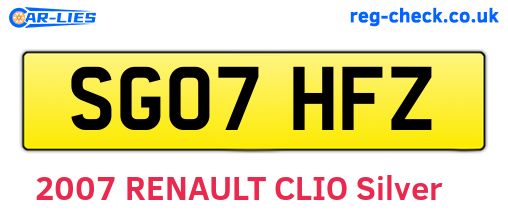 SG07HFZ are the vehicle registration plates.